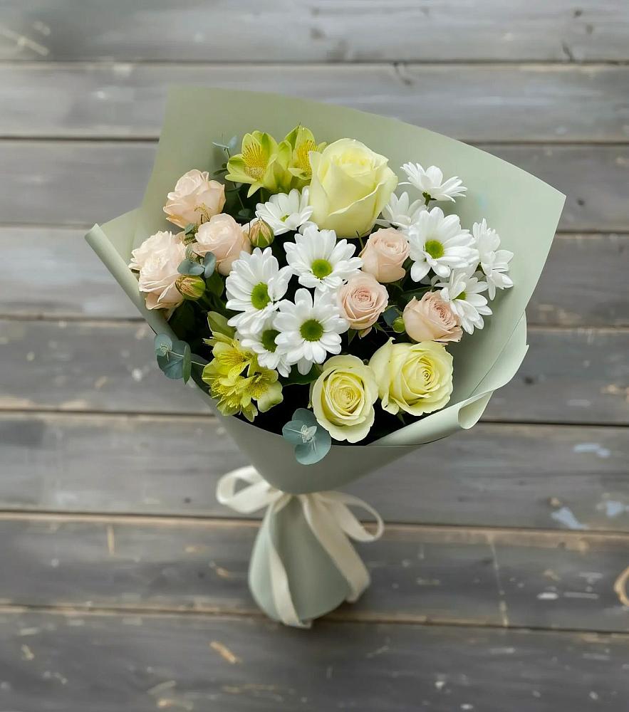 Букет цветов из: Альстромерии, Розы и Хризантемы в Савино