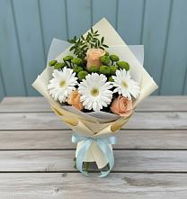Букет цветов из:  Герберы, Розы и Хризантемы в Савино