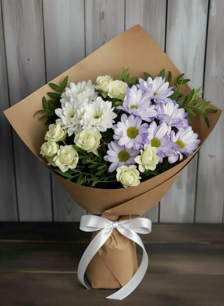 Букет цветов из: Хризантемы и Розы в Савино